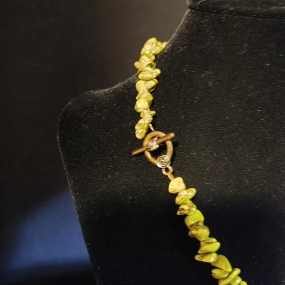 Green Howlite Turquoise Earthy Slabs Bib Necklace - Picture 3 of 4